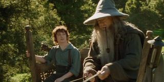 Gandalf and Frodo in the cart at Bag End in The Fellowship of the Ring