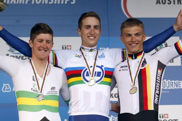 Podium (L-R): Luke Durbridge (Australia), Taylor Phinney (USA) and Marcel Kittel (Germany)
