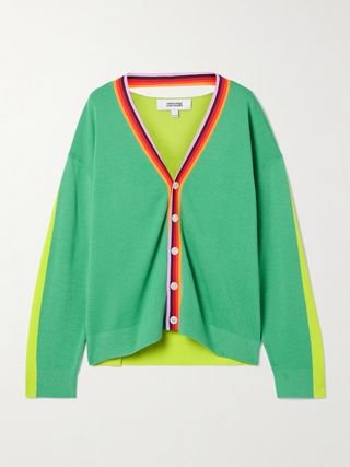 Color-Block Cutout Wool-Blend Cardigan