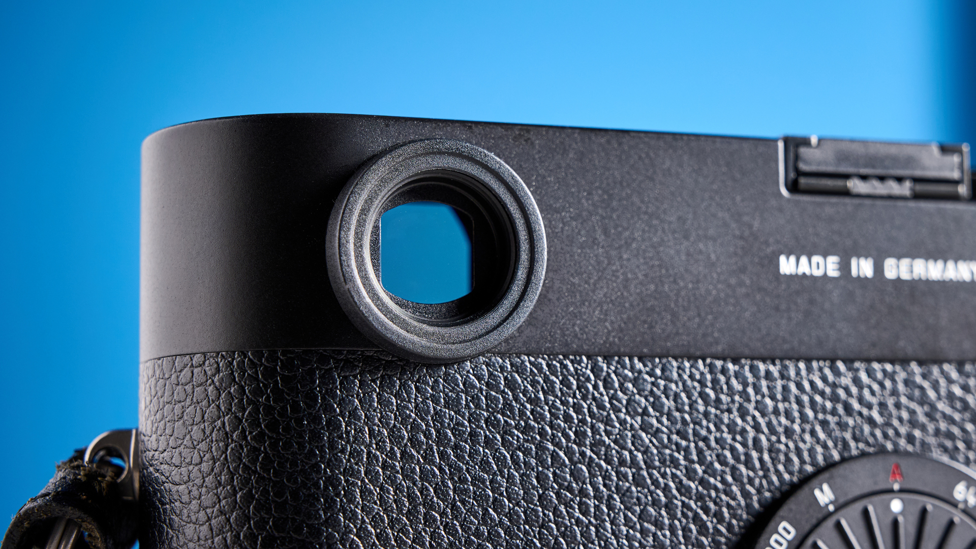 A black Leica M11-D rangefinder camera