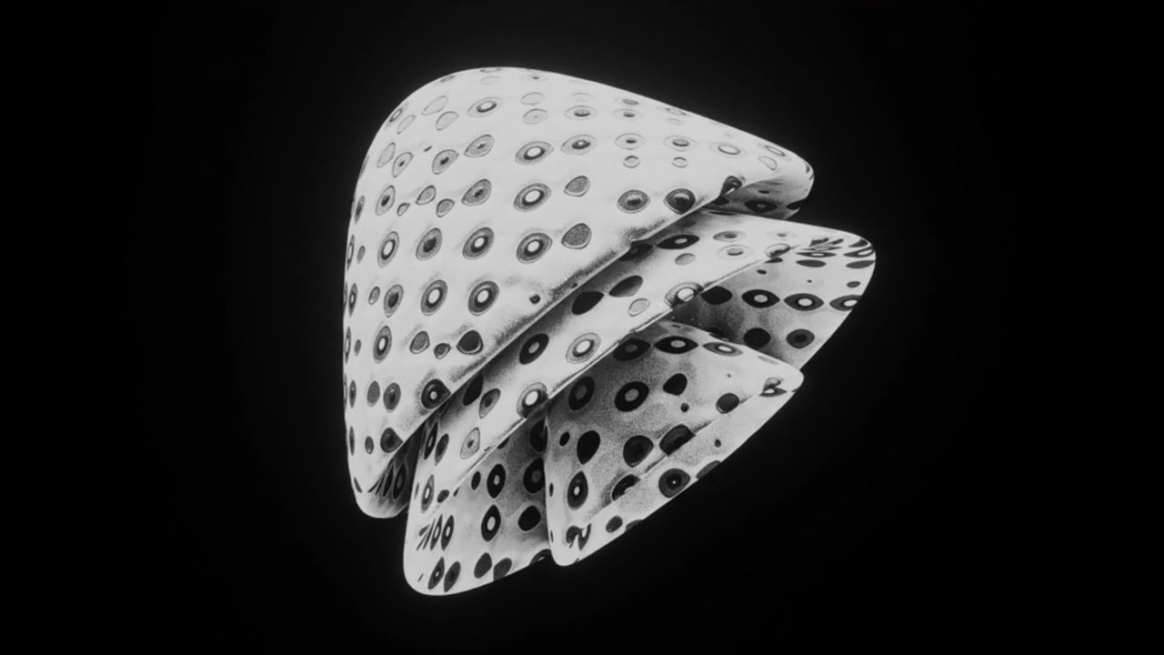 A still from the animated series Ambient Swim with a black and white design