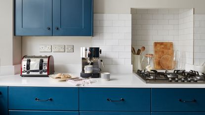 coffee machine on worktop in kitchen