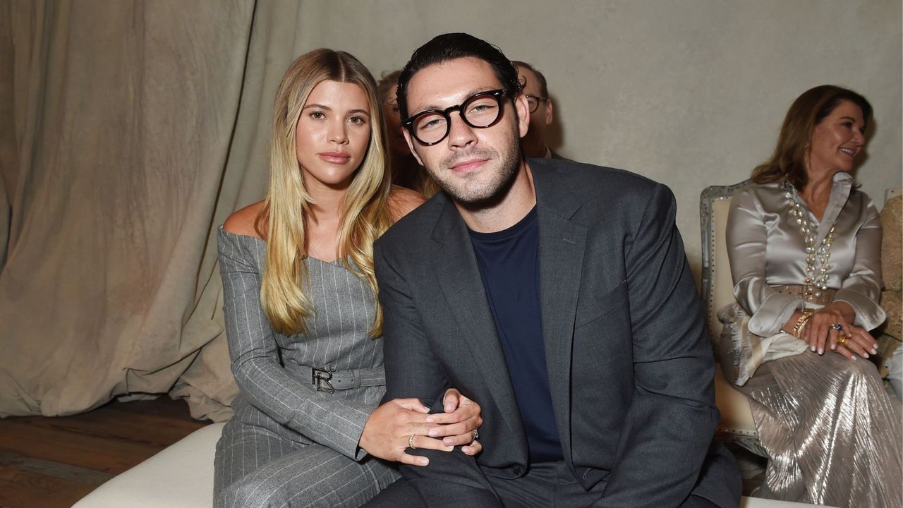 Sofia Richie Grainge and Elliot Grainge attend the Ralph Lauren Spring 2024 runway show in Brooklyn, New York