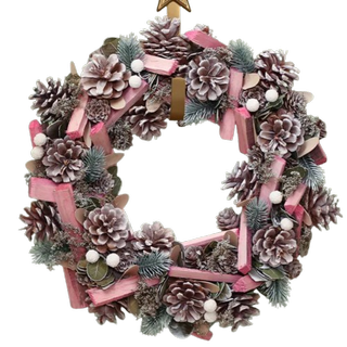 Artificial Pastel Wooden Wreath