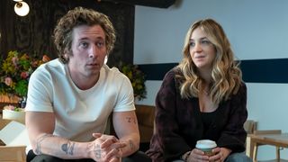 (l, r) Jeremy Allen White as Carmen “Carmy” Berzatto, Abby Elliot as Natalie “Sugar” Berzatto in The Bear, both would most likely be back for The Bear season 3