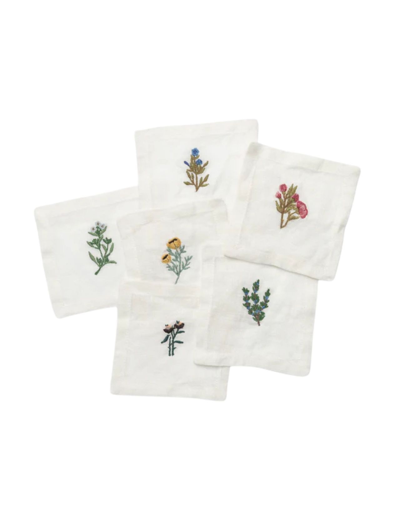 Floral Linen Cocktail Napkins