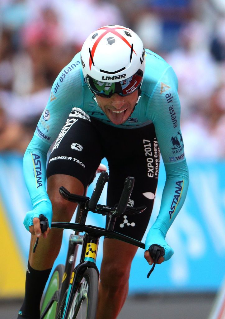 Fabio Aru racing the stage 20 time trial at the Tour de France