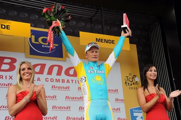 Alexandre Vinokourov (Astana) was awarded most aggressive rider of stage 12.