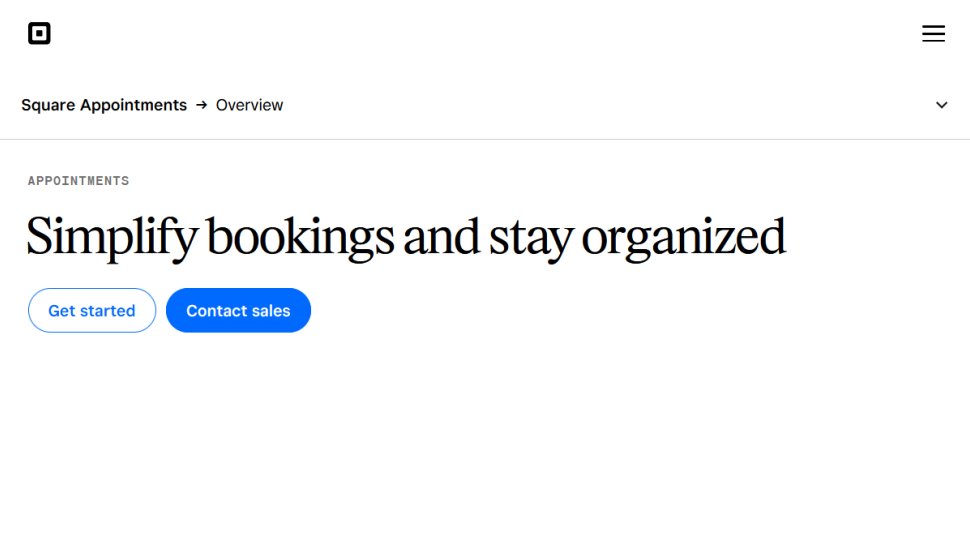Square Appointments website screenshot (February 2026).