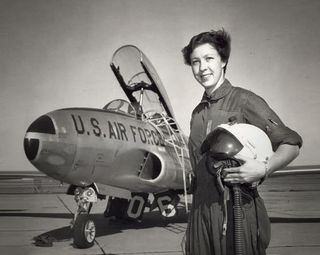 An undated photograph of aviator Wally Funk.