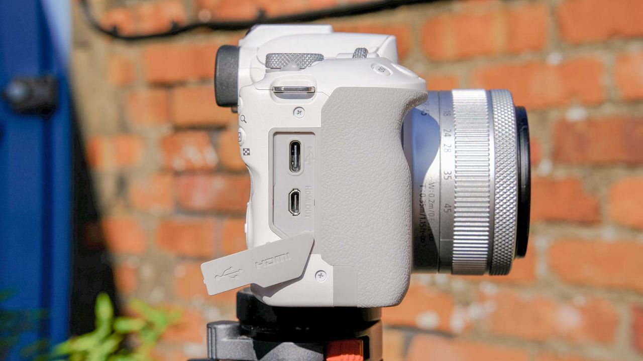 Canon EOS R50 attached to tripod