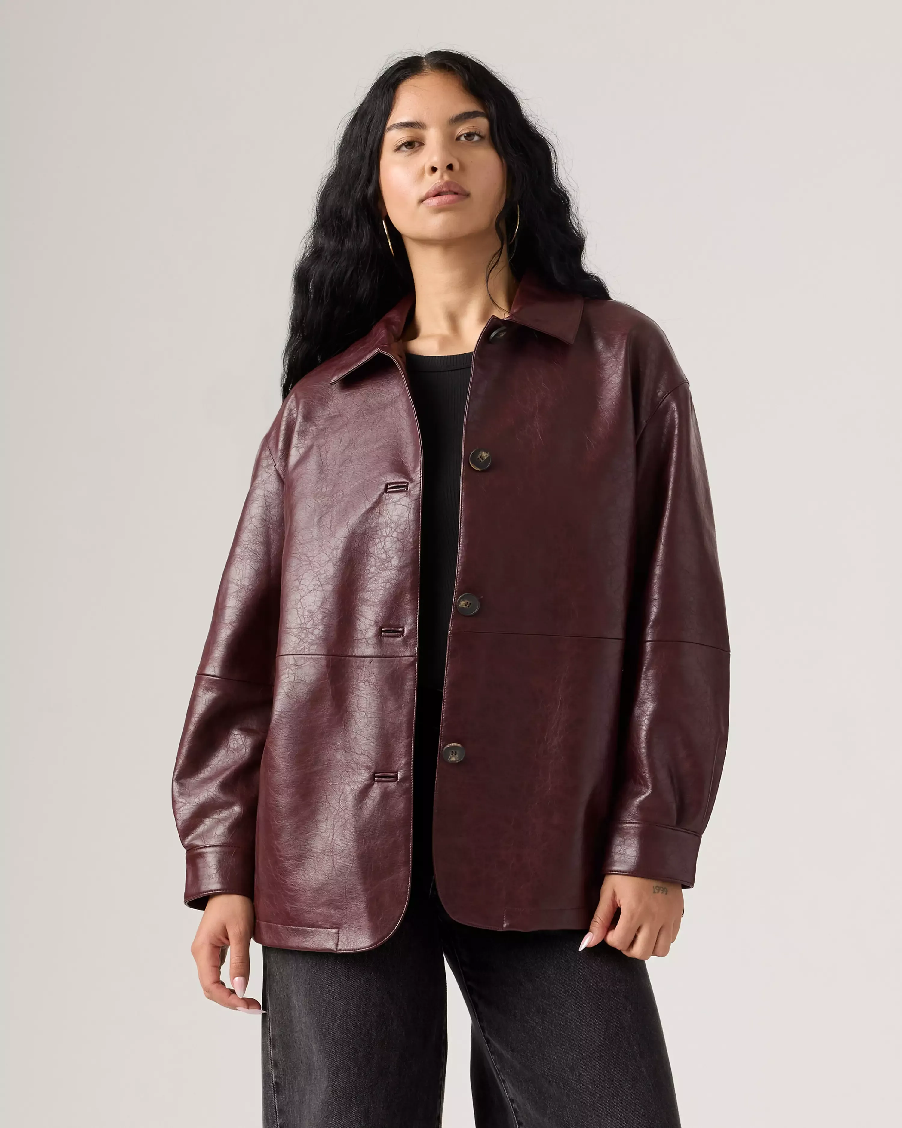 Faux Leather Vintage Blazer