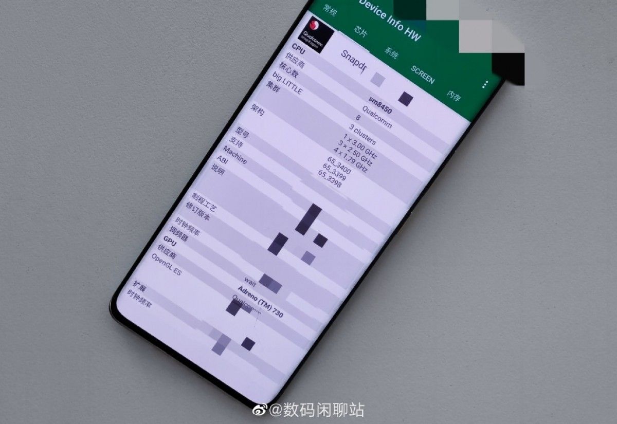 Phone showcasing Snapdragon 898 details