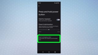A screenshot from Android 12 showing the alternative way to reach the power-down menu
