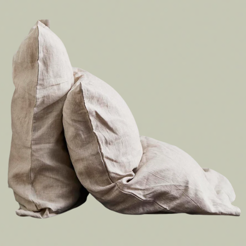 Two neutral linen pillowcases