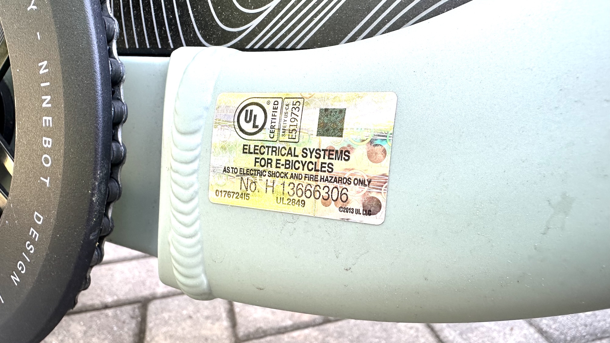 A UL Solutions sticker on an e-bike