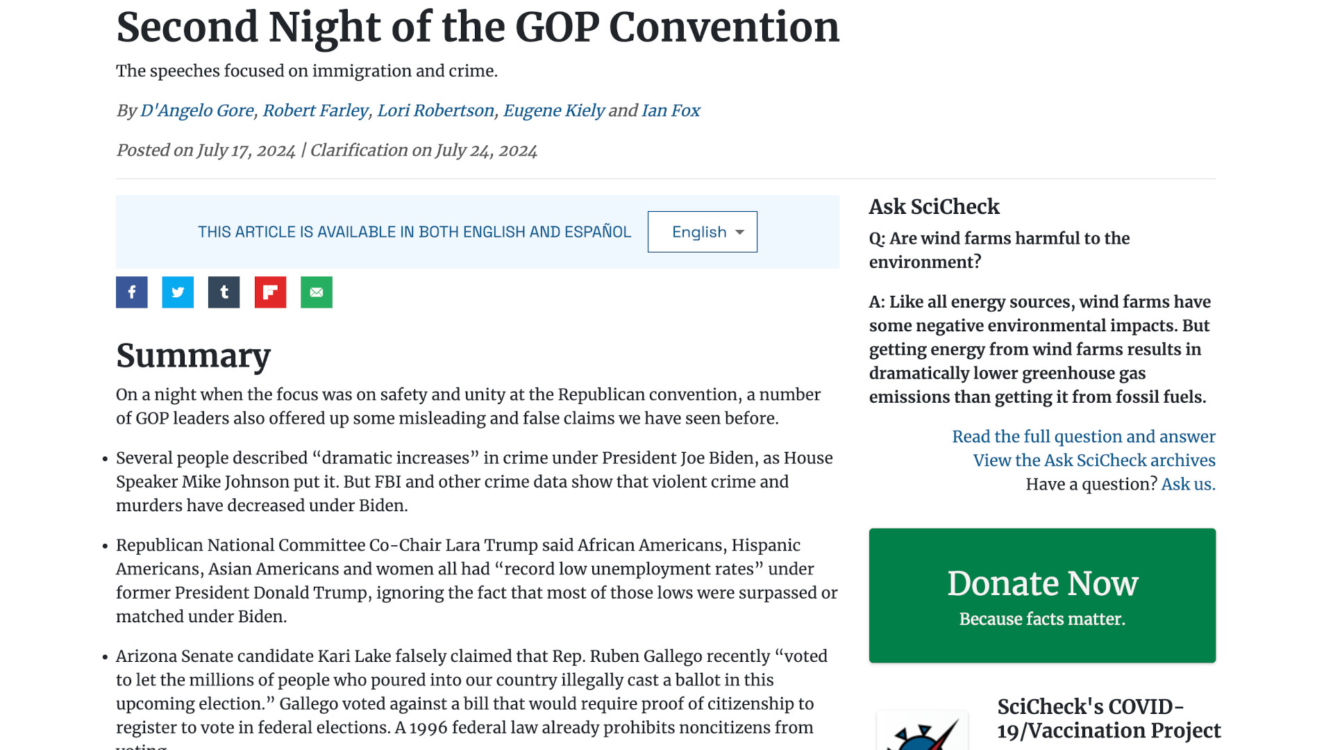 FactCheck.org article page
