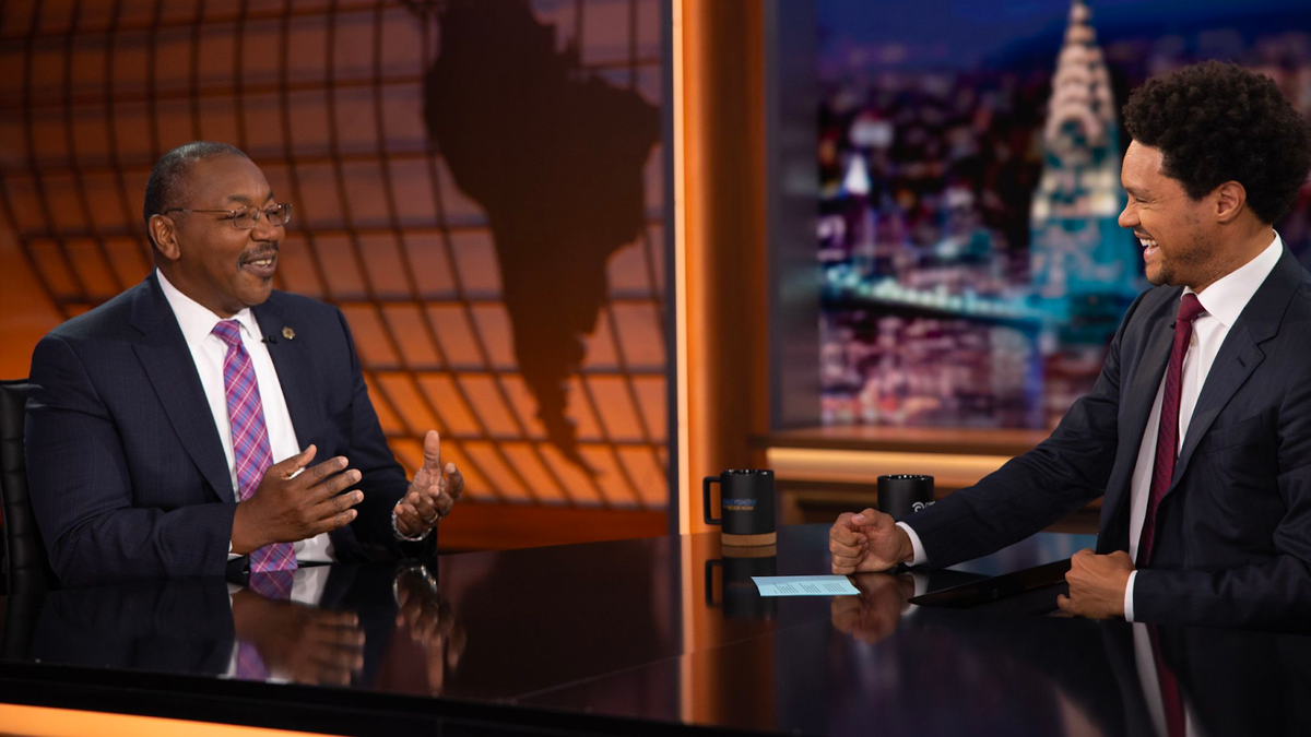 NASA&#039;s Gregory Robinson (left) talked about the James Webb Space Telescope on Comedy Central’s The Daily Show with Trevor Noah on July 19, 2022.