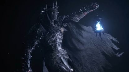 Lords of the Fallen 2 knight carrying a blue lamp in darkness