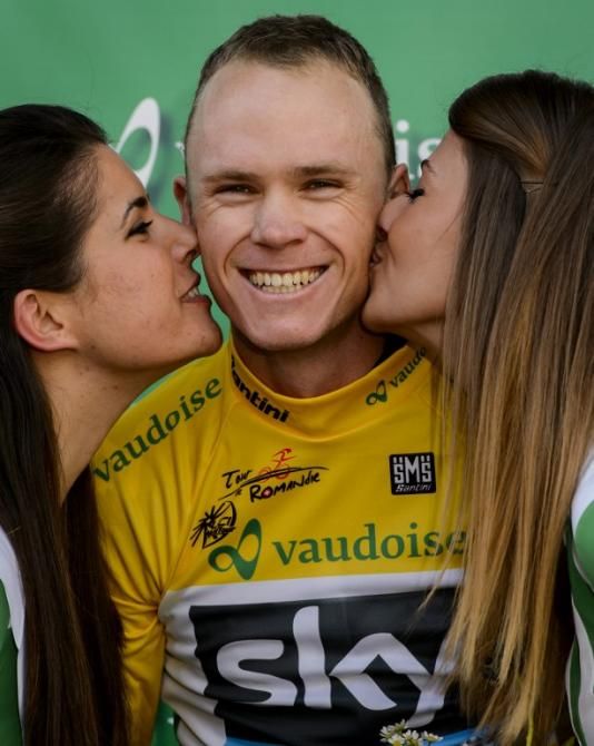 After the first prologue victory of his career, Chris Froome (Sky) wears the leader's yellow jersey at the Tour de Romandie.
