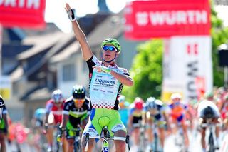 Winner's salute: Sagan is victorious