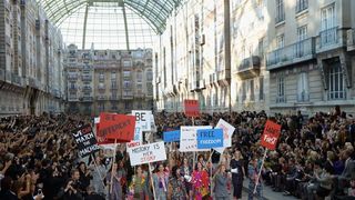 Chanel Street Protest at Paris Fashion Week - Chanel Feminism | Marie ...