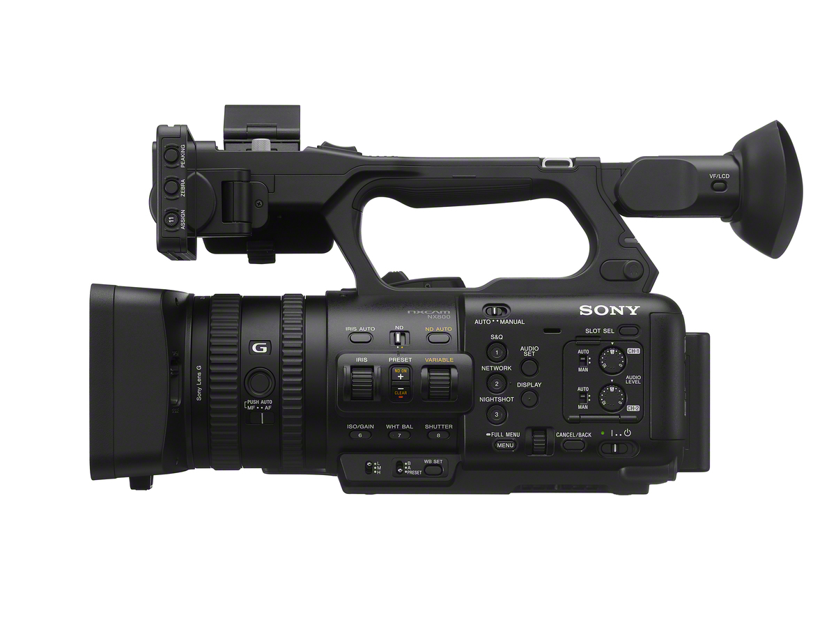 Sony PXW-Z200 and Sony HXR-NX800 camcorder product shots on a white background