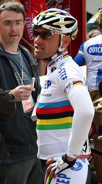 Paolo Bettini at the sign-in and eager to return to competition.