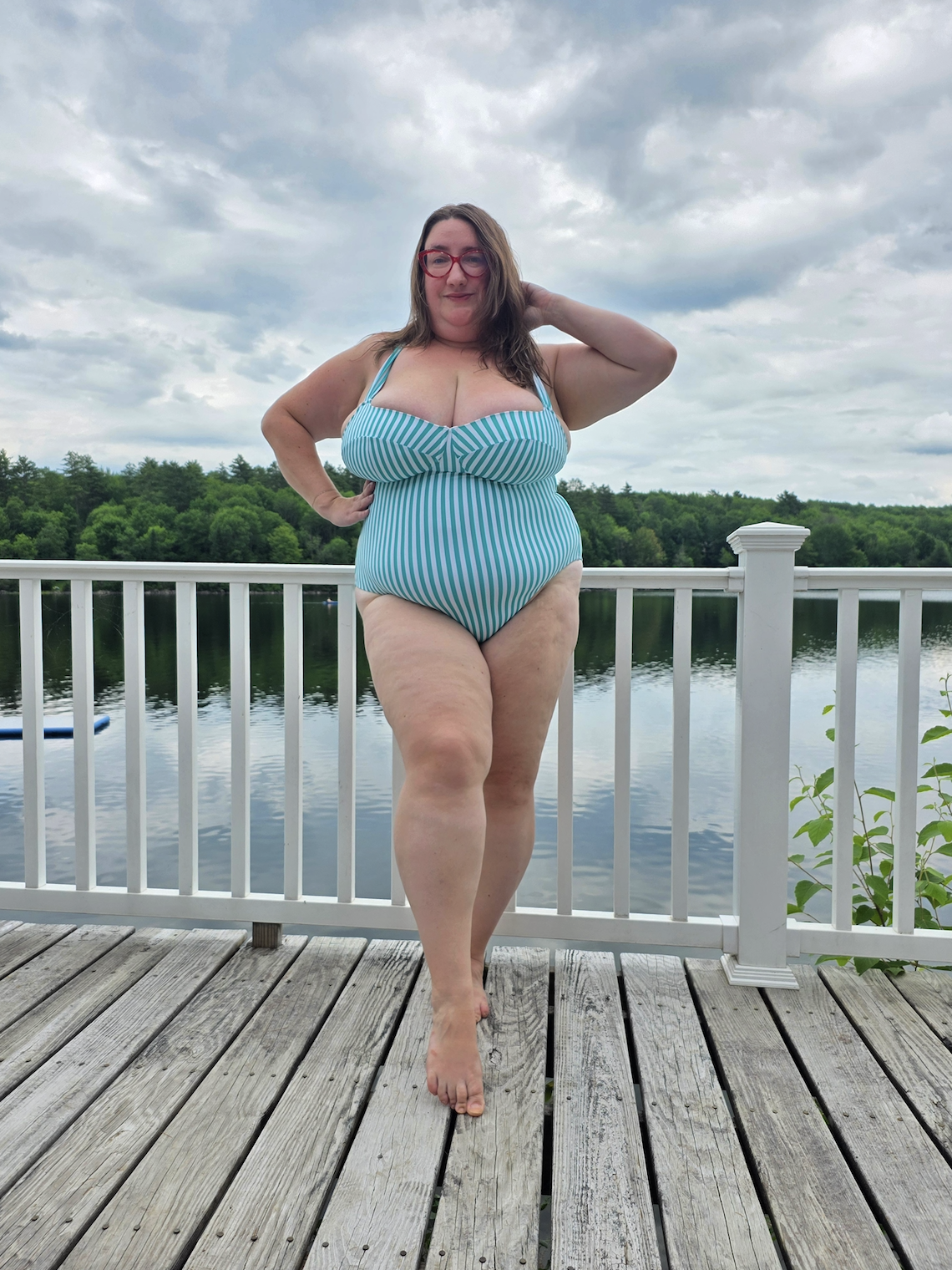 Sarah Chiwaya styled a striped swimsuit for Style At Large's Vermont Packing List