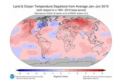 Global surface temperature differences map