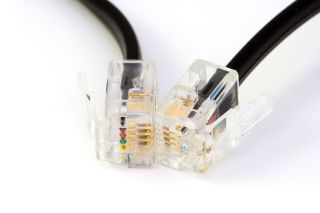 Close up of two ethernet cables.