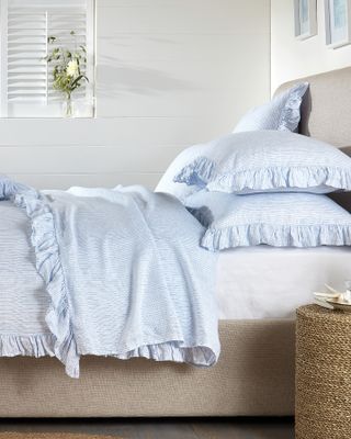 Blu and white striped bedding