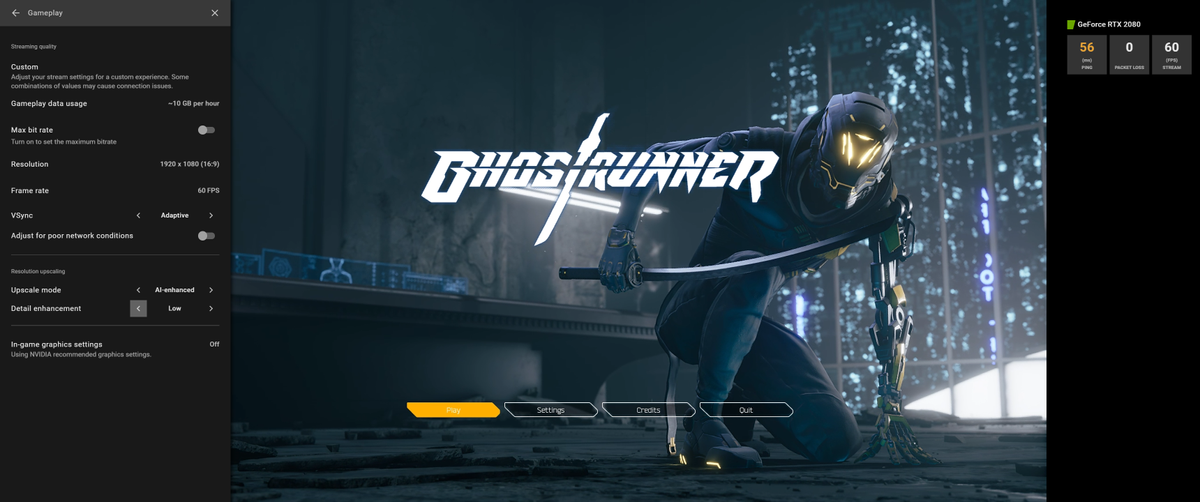 GeForce Now Image Scaler Comparison -- Ghostrunner