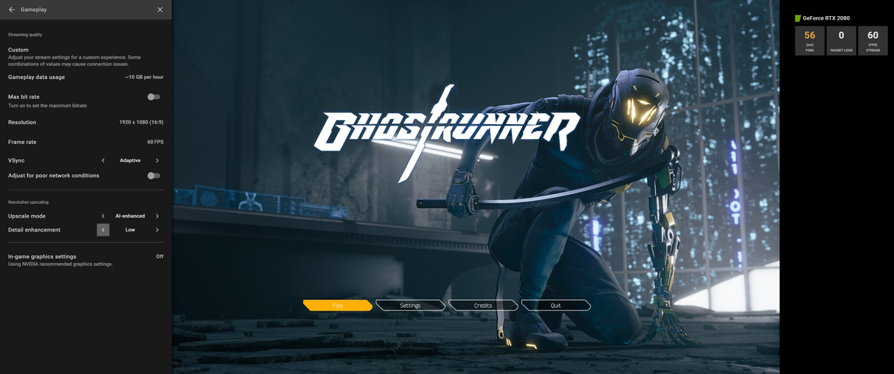 GeForce Now Image Scaler Comparison -- Ghostrunner