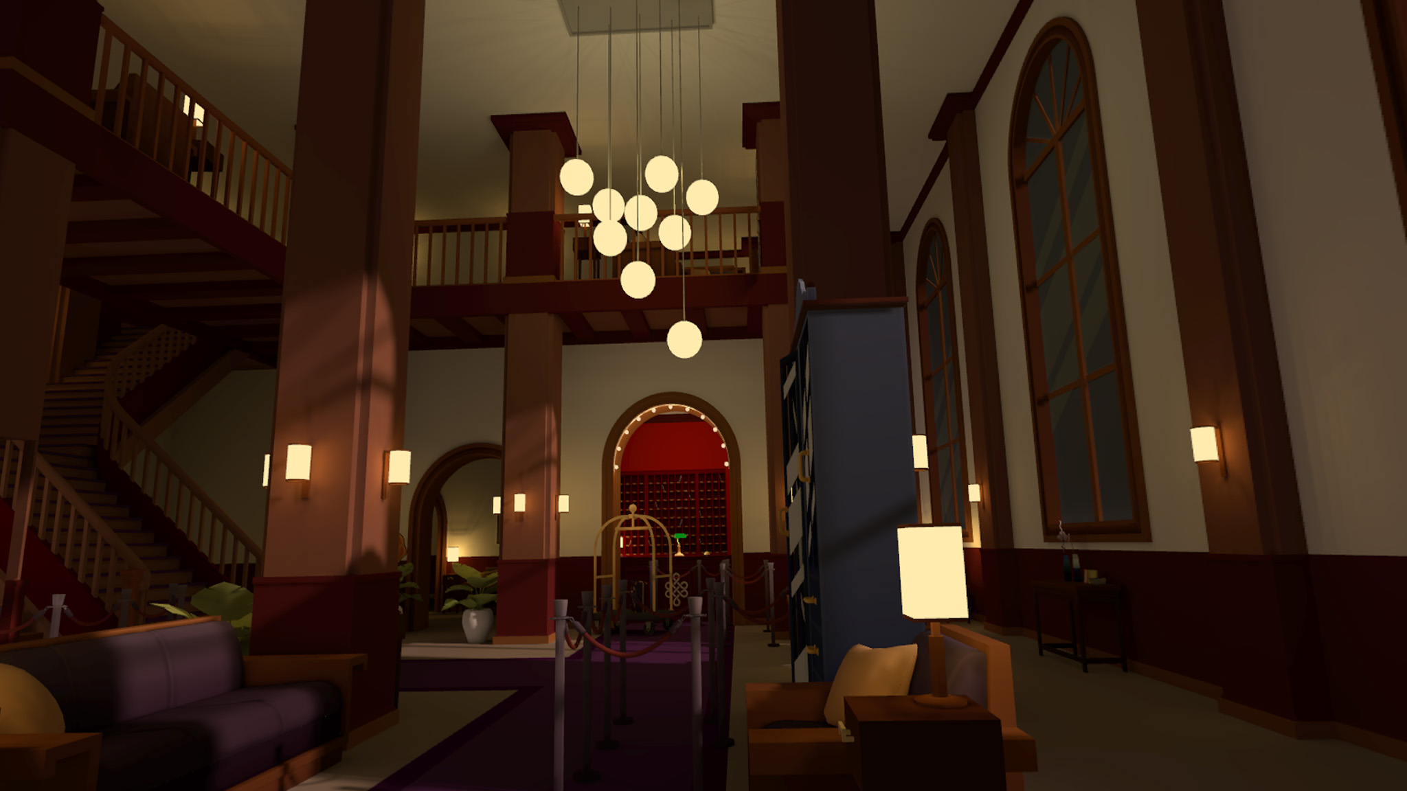 An official screenshot of a hotel lobby in Hotel Infinity