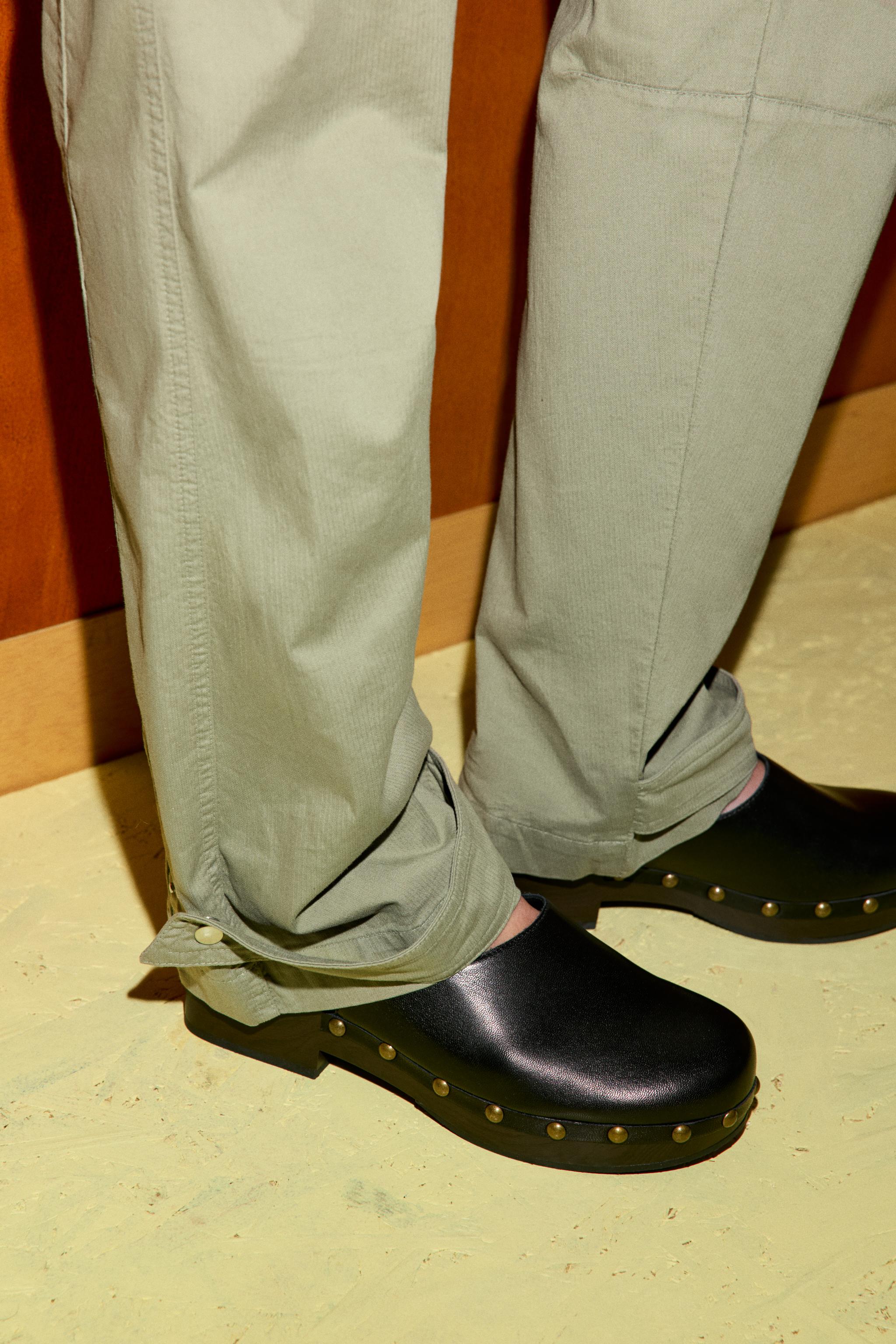 Leather Clogs With Studs