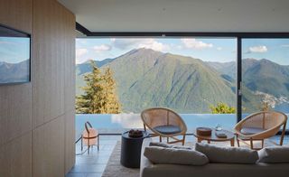 Villa Peduzzi Hotel, Lake Como, Italy - View of the mountains from the lounge