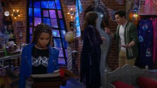 Billie, Alex and Justin in the old lair in Wizards Beyond Waverly Place.