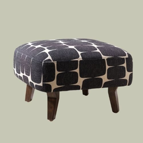 Lohko Fabric Footstool - Black & White