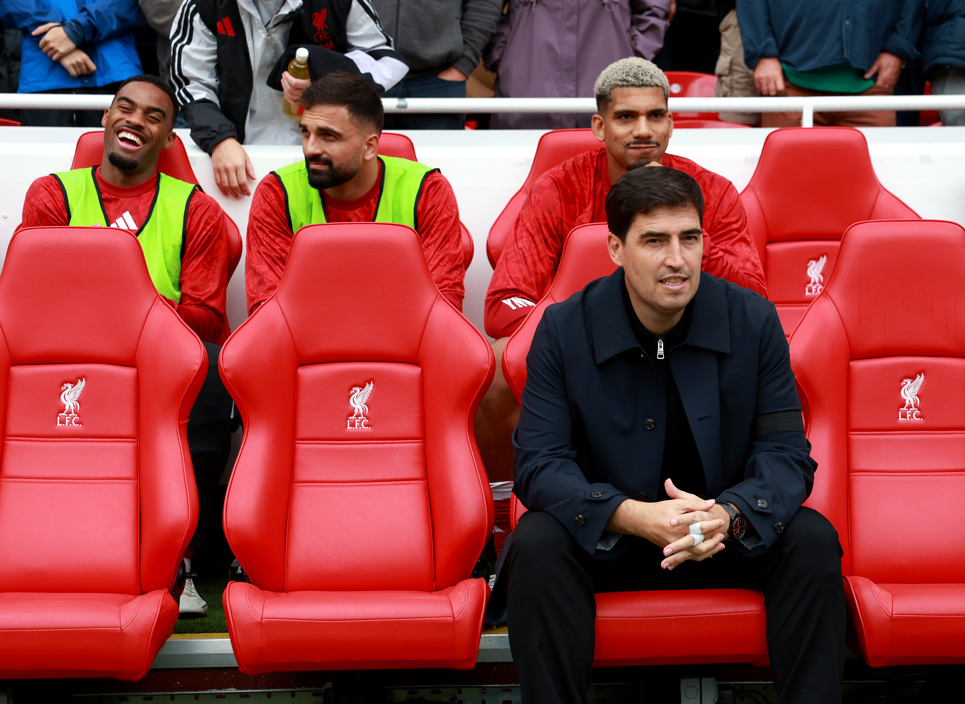 LIVERPOOL, ENGLAND - AUGUST 29: (THE SUN OUT, THE SUN ON SUNDAY OUT) Andoni Iraola, Manager of Liverpool, looks on before the Premier League 2026/27 match between Liverpool FC and Nottingham Forest FC at Anfield on August 29, 2026 in Liverpool, England. (Photo by Liverpool FC/Liverpool FC via Getty Images)