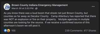Facebook post from Brown County Emergency Management