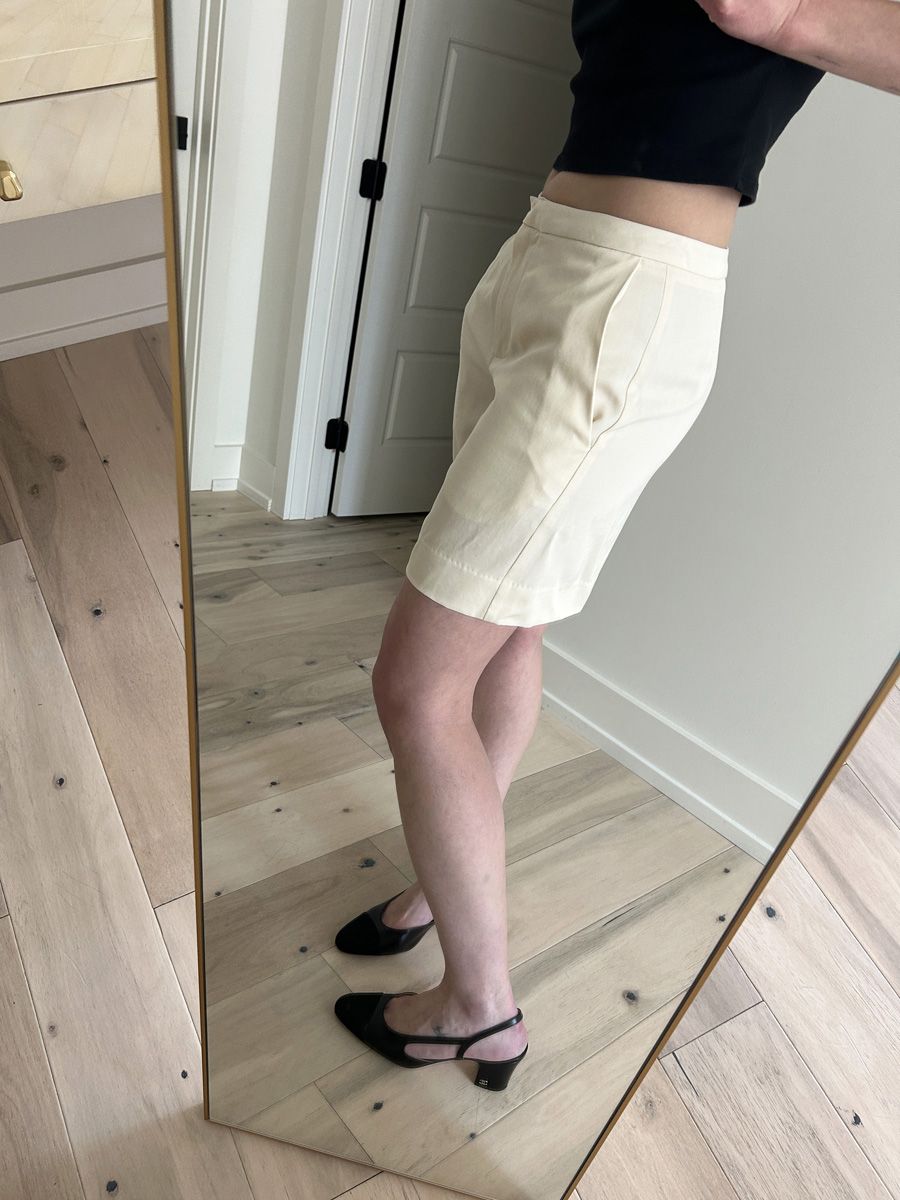 Reformation Darcy shorts try-on