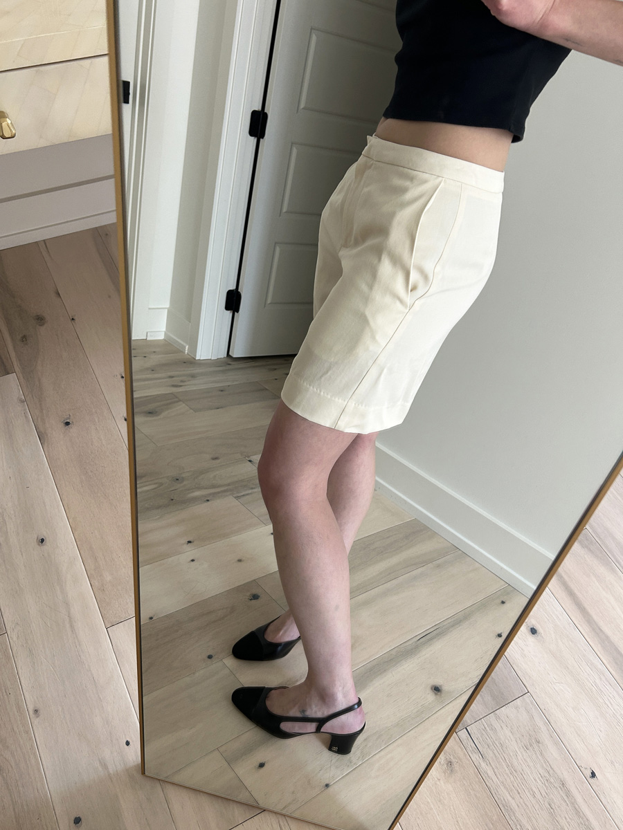 Reformation Darcy shorts try-on