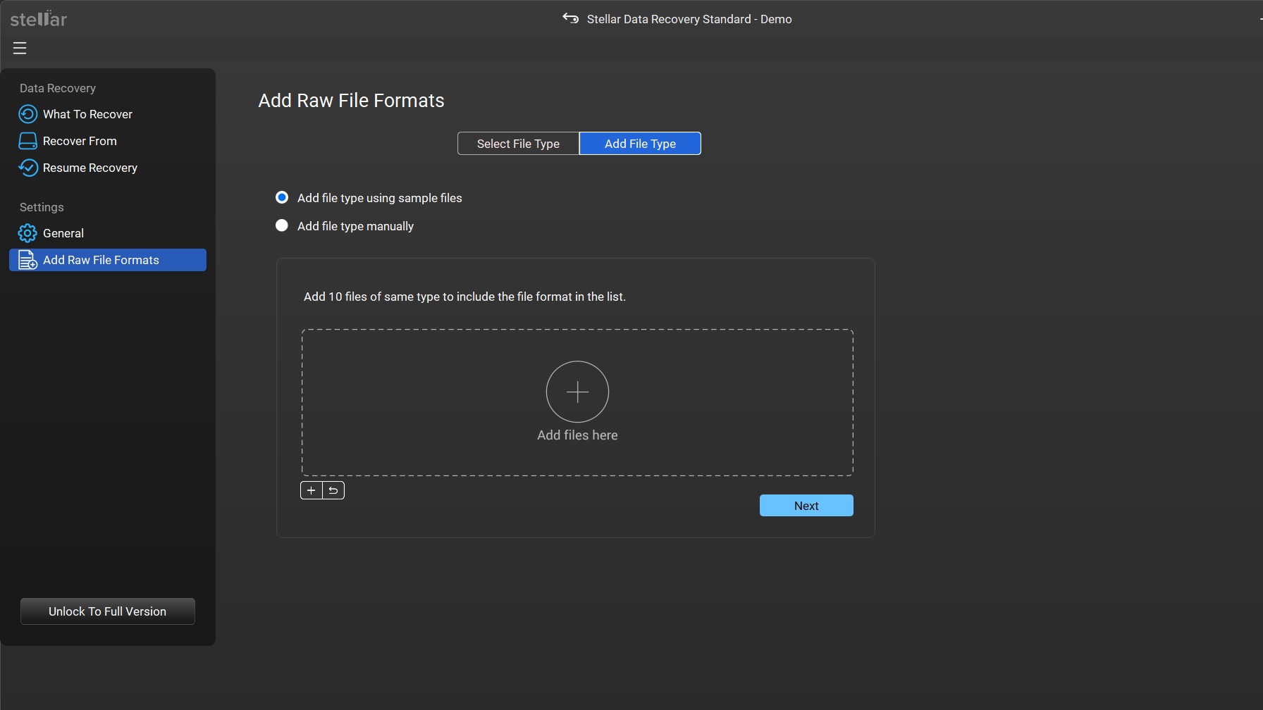 Stellar allows you to add raw files for deep scans