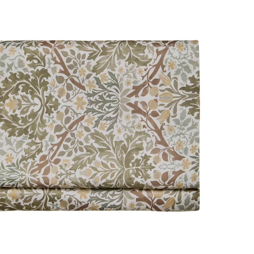 Zara Home, Morris &amp;amp; Co. Leaf Print Cotton Sateen Flat Sheet