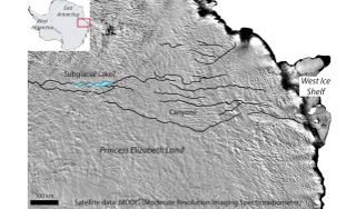 A chasm and subglacial lake detected beneath East Antarctica may be as deep as the Grand Canyon but much longer.