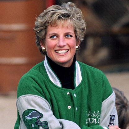 Princess Diana wearing a Philadelphia Eagles jacket