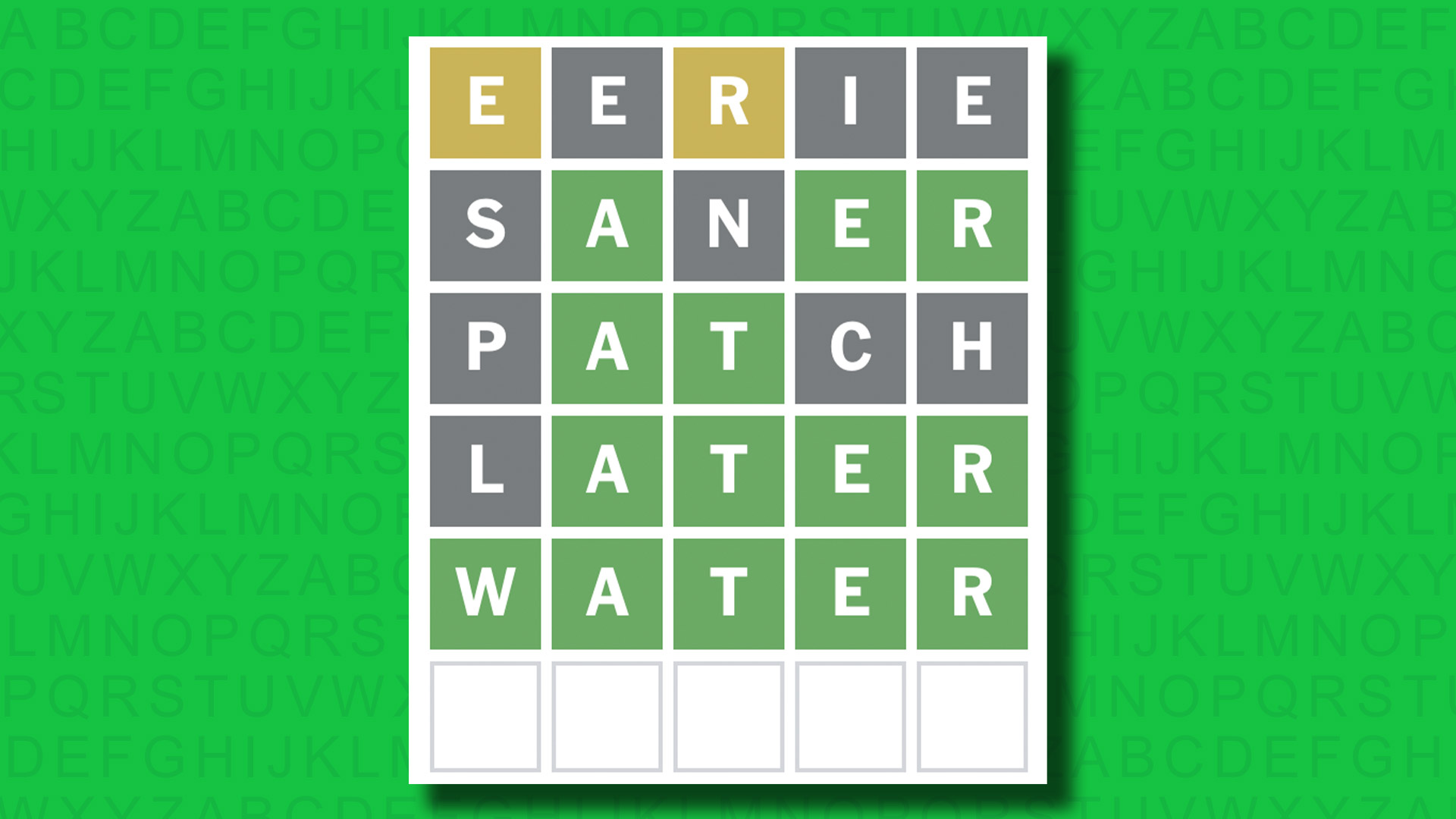 NYT Wordle answer for game 1495 on a green background