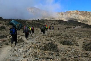 The team were trekking for five days