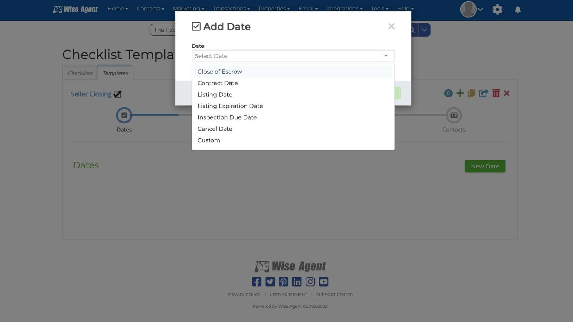 Wise Agent checklist template creation